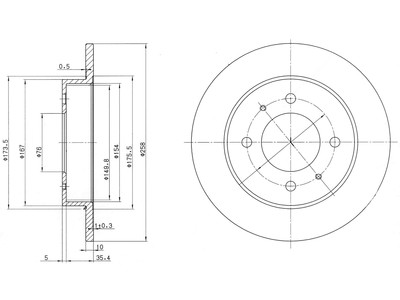 JARRULEVY DELPHI, 2 KPL / PKT, TAKA, HYUNDAI COUPÉ - Jarrulevyt - BG3070 - 1