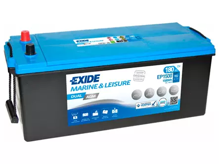 Exide Dual AGM EP1500 vapaa-ajan akku 12V 180Ah 900A +/- - Exide vene- ja vapaa-ajan akut - 1815-EP1500 - 1