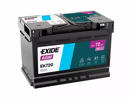 Exide EK720 AGM käynnistysakku 12V 72Ah 760A -/+ - EXIDE käynnistysakut - 1815-EK720 - 1