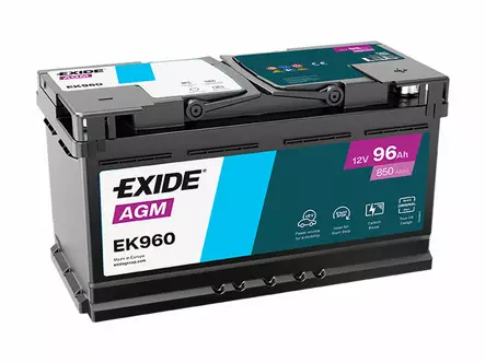 Exide EK960 AGM käynnistysakku 12V 96Ah 850A -/+ - EXIDE käynnistysakut - 1815-EK960 - 1