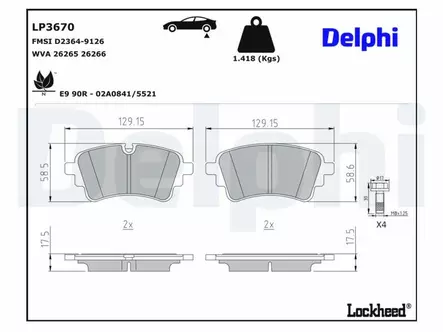 JARRUPALASARJA DELPHI TAKA, AUDI - Jarrupalasarjat - LP3670 - 2