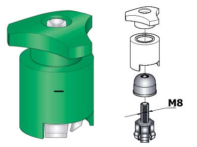 (-) akkukenkä M8 pultilla vihreä 1kpl - Akkukengät - 1506210 - 1