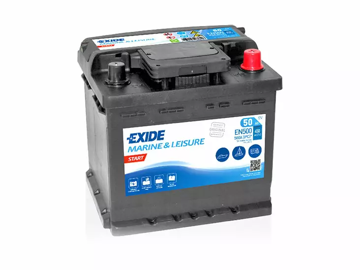 Exide EN500 Start käynnistysakku 12V 50Ah 450A -/+ - Exide vene- ja vapaa-ajan akut - 1815-EN500 - 1