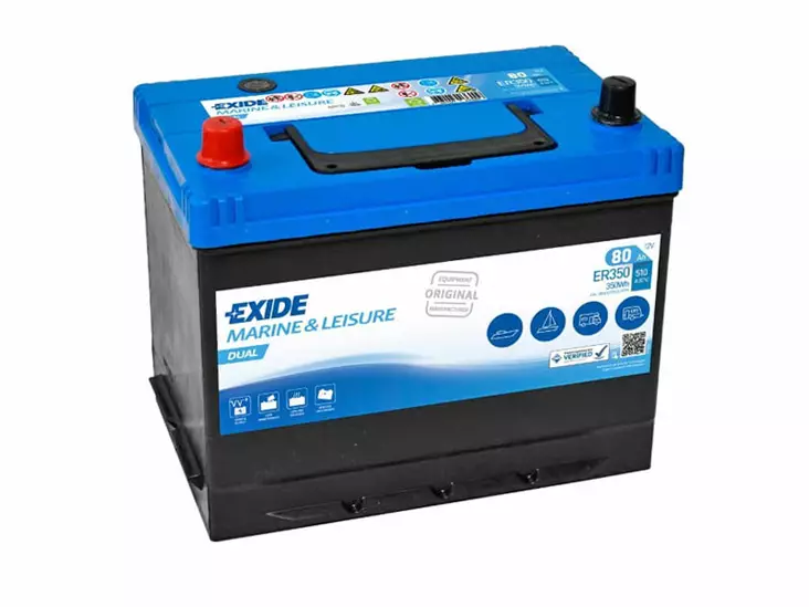 Exide ER350 Dual 12V 80Ah 510A 350Wh +/- - Exide vene- ja vapaa-ajan akut - 1815-ER350 - 1