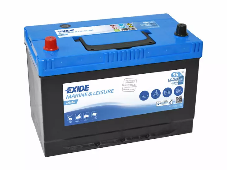 Exide ER450 Dual 12V 95Ah 650A 450Wh +/- - Exide vene- ja vapaa-ajan akut - 1815-ER450 - 1