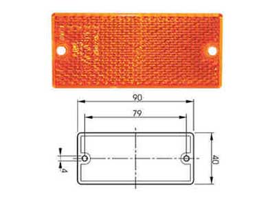 HEIJASTIN RUUVIK 40X90MM KIINN.VÄLI 79MM - Ajoneuvoheijastimet ja kilvet - 342002-300 - 1
