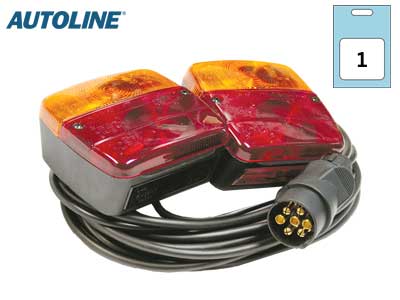Autoline peräkärryn takavalosarja - 12V 7.5m 7-nap - Halogen perävaunuvalaisimet - 1606-20010 - 1