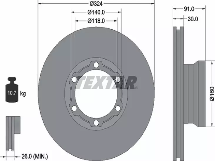 TEXTAR JARRULEVY 324MM MB VARIO ETU/TAKA - Jarrulevyt - 1497-93087600 - 1