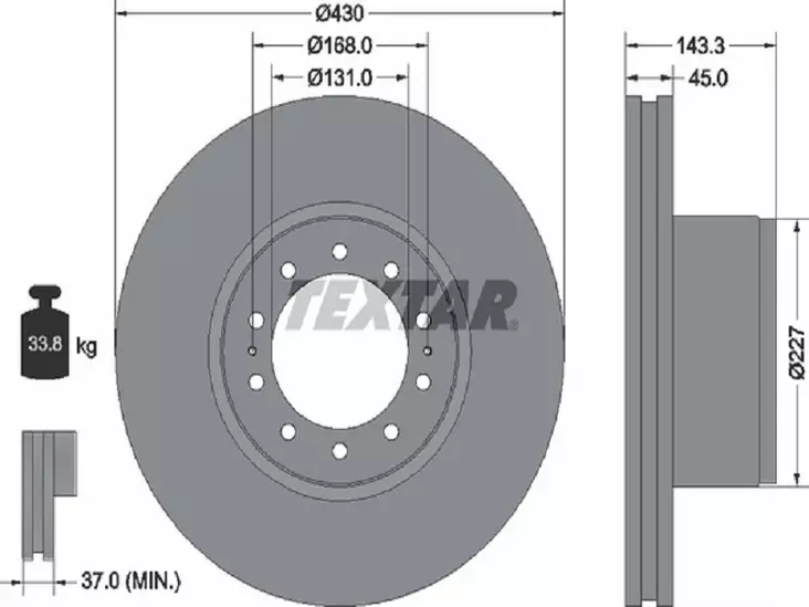 TEXTAR JARRULEVY 430MM MB ACTROS ETU - Jarrulevyt - 1497-93186700 - 1