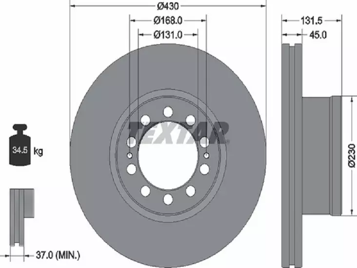 TEXTAR JARRULEVY 430MM MB MP4 ETU/TELI - Jarrulevyt - 1497-93291200 - 1