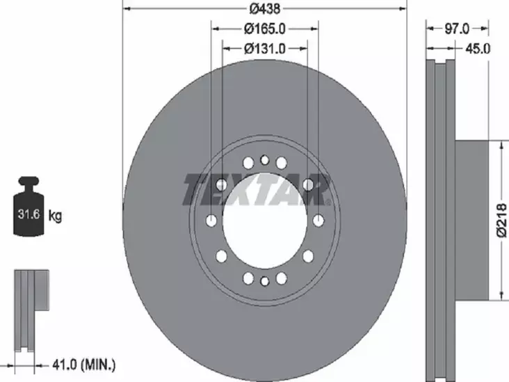 TEXTAR JARRULEVY 438MM RENAULT/SISU ETU 8T - Jarrulevyt - 1497-93086100 - 1