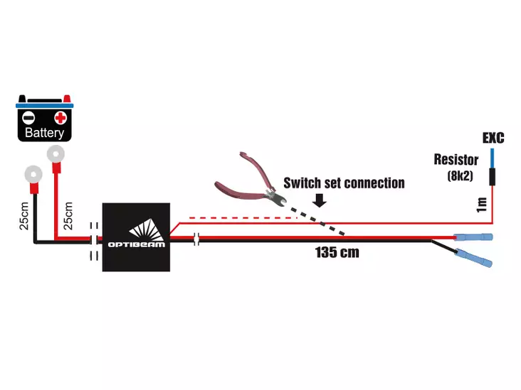 Yleismallinen johtosarja 1 lisävalolle 12/24V 200/400W - Johtosarjat 1:lle valolle - 1605-WK040 - 1