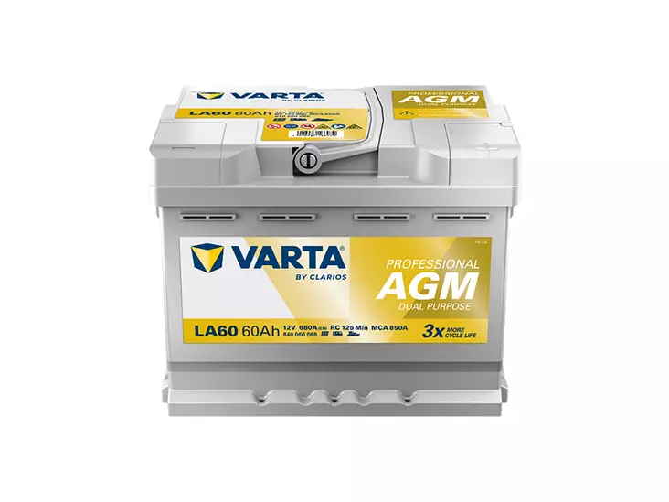 VARTA PROFESSIONAL AGM 60AH 680A 242X175X190MM -/+ - VARTA vene- ja vapaa-ajan akut - 1820-LA60 - 1