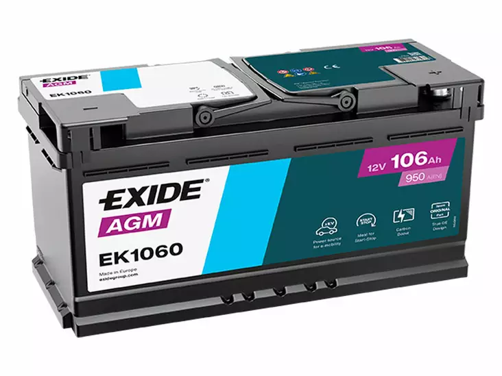 Exide EK1060 AGM käynnistysakku 12V 106Ah 950A -/+ - EXIDE käynnistysakut - 1815-EK1060 - 1