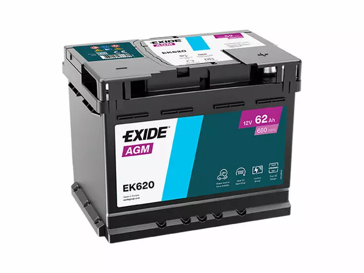 Exide EK620 AGM käynnistysakku 12V 62Ah 680A -/+ - EXIDE käynnistysakut - 1815-EK620 - 1