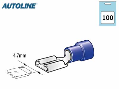 AUTOLINE SININEN LATTALIITIN 4.7MM NAARAS 100KPL - Liitin Sinininen - 1854301 - 1