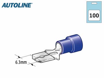 AUTOLINE SININEN LATTALIITIN 6.3MM UROS 100KPL - Liitin Sinininen - 1856001 - 1