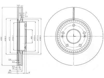 JARRULEVY DELPHI, 2 KPL / PKT, ETU, HYUNDAI IX35, SONATA - Jarrulevyt - BG4011 - 1