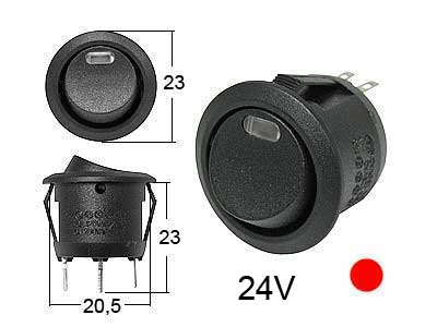 KEINUKYT.PYÖR.0-1 LED PUN 24V - Keinukytkimet Blister - 1570-30221 - 1