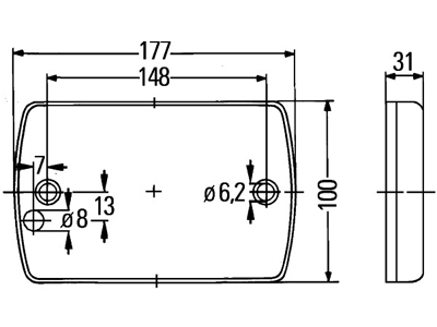 LED-VALO PUNAINEN, 9-33 V PYSTYASEN * - LED-suorakaide takavalot - 2SB980606701 - 2