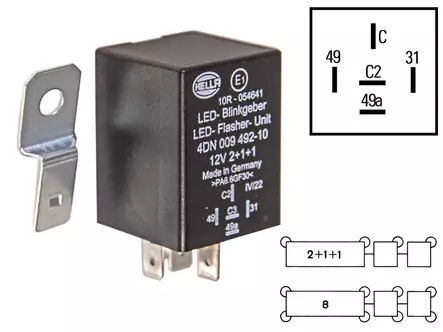 VILKKURELE LED 12V 5-NAP - Vilkkurele LED polttimoille - 4DN009492101 - 1
