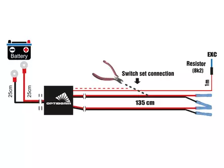 Yleismallinen relejohtosarja 2 lisävalolle 2 x kutisteliittimet 12V/24V 100W/200W - Johtosarjat 2:lle valolle - 1605-WK041 - 1