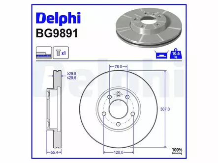 JARRULEVY DELPHI, 1 KPL / PKT, ETU, VW CARAVELLE, MULTIVAN, TOUA - Jarrulevyt - BG9891 - 2
