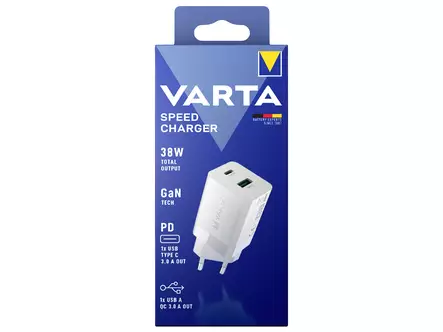 Varta USB-pikalaturi 38W USB-C PD + USB-A QC - USB-pistokkeet ja adapterit - 1811-8740301 - 2