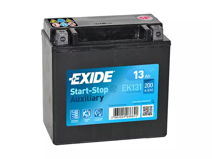 Exide EK131 AGM-lisäakku 12V 13Ah P150xL90xK145mm +/- - Auxiliary  AGM-Lisäakut - 1815-EK131 - 1