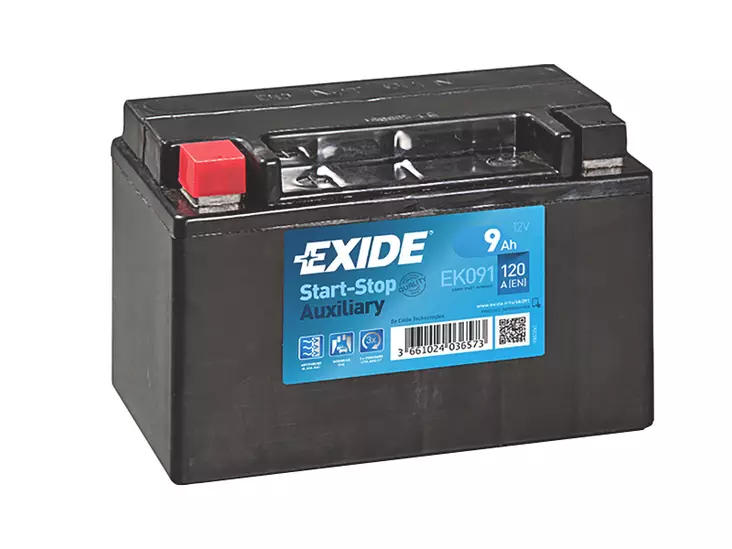 Exide EK091 AGM-lisäakku 12V 9Ah P150xL90xK105 +/- - Auxiliary  AGM-Lisäakut - 1815-EK091 - 1