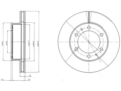 JARRULEVY DELPHI, 2 KPL / PKT, ETU, TOYOTA HI-LUX - Jarrulevyt - BG4211 - 1