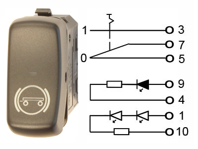 KATK. 0-1 MERKKIV. PERÄVAUNUN JARRU # - Katkaisijat, merkkikohtaiset - 1045-0610141 - 1