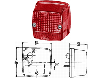 TAKAVALO 84X84 YLEMPI - Halogen jarruvalot - 2SB003014151 - 1