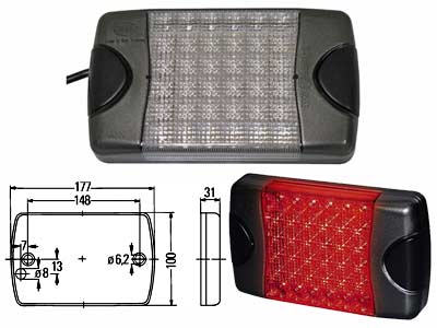 TAKAVALO LED 9-33V 177X100X31 - LED-suorakaide takavalot - 2SB980606201 - 1