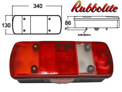 TAKAVALO VASEN LÄPIV.340MM REK.VALOLLA - 4- 5- Kammiovalaisimet - 1608-48111 - 1