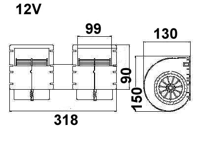 PUHALLIN TÄYD. 12V 3-NOP. - Puhallinmoottorit ja vastukset ym - 9000-1382 - 1