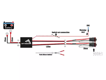 Relejohtosarja 2 parkilliselle lisävalolle 2 x DT-3 12V/24V 150W/300W - Johtosarjat 2:lle valolle - 1605-WK042 - 3