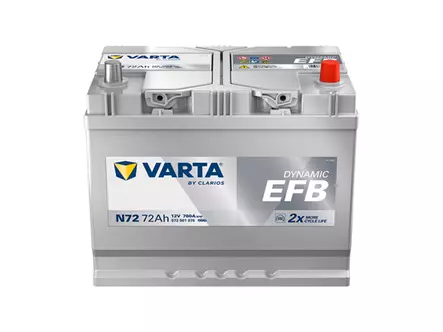VARTA DYNAMIC EFB 72AH 760A 261X175X220MM -/+ - Varta käynnistysakut - 1820-N72 - 1