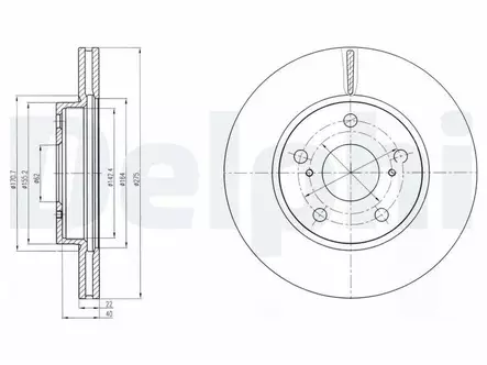 JARRULEVY DELPHI, 2 KPL / PKT, ETU, TOYOTA AURIS - Jarrulevyt - BG4232 - 2