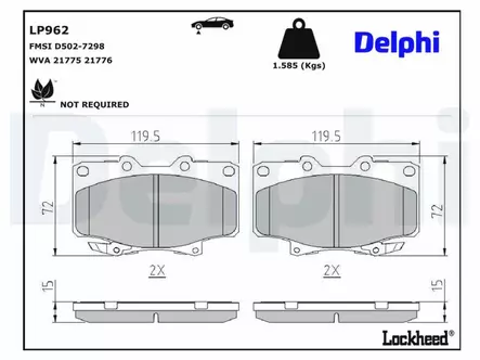JARRUPALASARJA DELPHI ETU, TOYOTA - Jarrupalasarjat - LP962 - 2