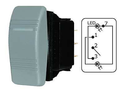 Blue Sea keinukytkin 8232 - ON-OFF-ON 12-24V harmaa 2x led-merkkivalolla - Blue Sea Katkaisijat - 1790-8232 - 1