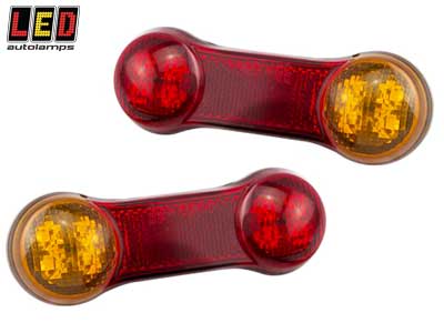 LED-TAKAVALOPARI "DOGBONE" 12V - LED-takavalot, muut muodot - 1614-DB2 - 1