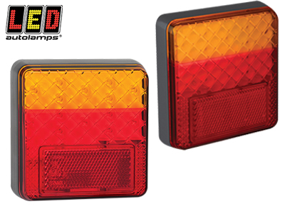 YHDISTELMÄTAKAVALOPARI - 12V (2 KPL) - LED-neliö takavalot - 1614-100BARE2 - 1