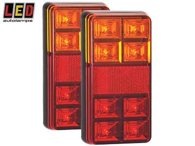 YHDISTELMÄTAKAVALOPARI 12V - LED-suorakaide takavalot - 1614-151BAR2 - 1