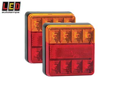 YHDISTELMÄTAKAVALOPARI - LED-neliö takavalot - 1614-101BAR2 - 1