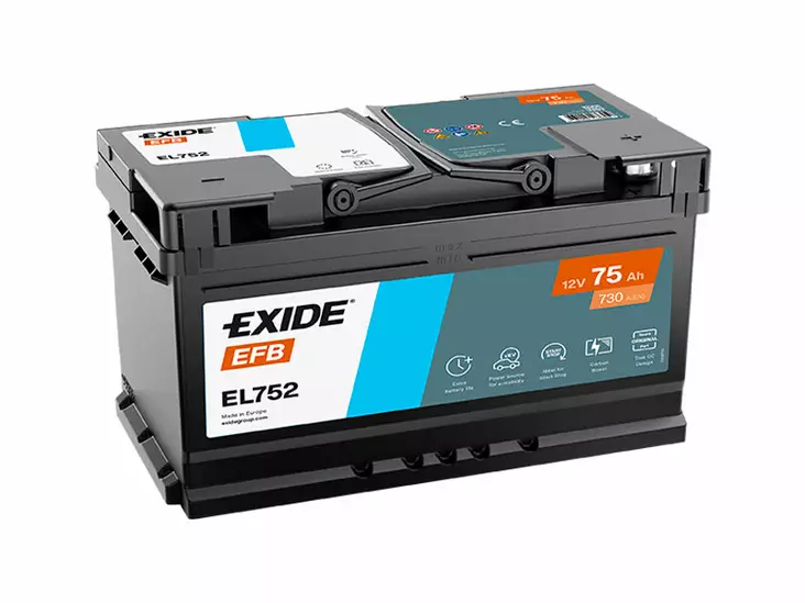 Exide EL752 EFB käynnistysakku 12V 75Ah 730A -/+ - EXIDE käynnistysakut - 1815-EL752 - 1