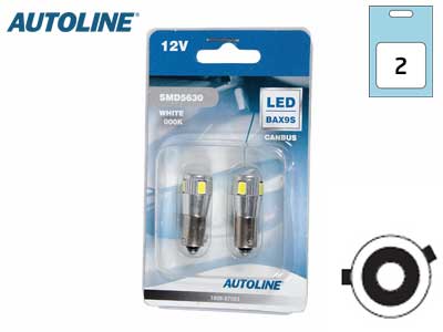 LED-POLTTIMOPARI 12V BAX9S 3W CANBUS 12036 # - LED-polttimot metallikanta - 1608-87003 - 2