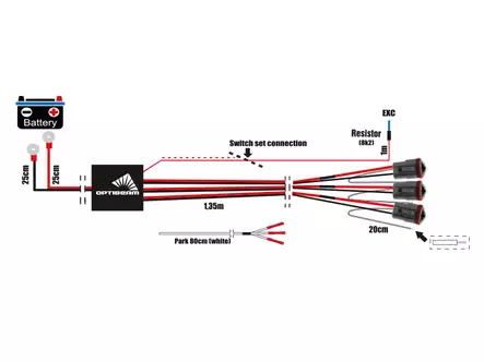 Relejohtosarja 3 parkilliselle lisävalolle 3 x DT-3 12V/24V 120W/200W - Johtosarjat 3:lle valolle - 1605-WK043 - 3