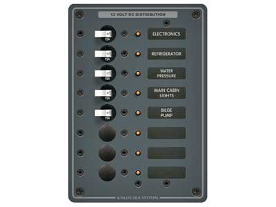 BLUE SEA KATKAISINPANEELI 5 X 15A - Blue Sea Katkaisinpanelit - 1790-8023 - 1