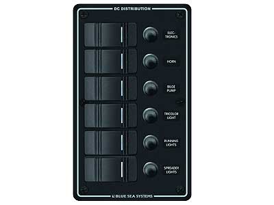 BLUE SEA KATKAISINPANEELI 6X MUSTA 114X191MM 12/24V - Blue Sea Katkaisinpanelit - 1790-8373 - 1